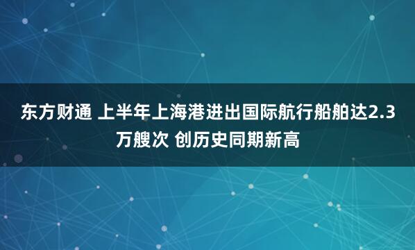 东方财通 上半年上海港进出国际航行船舶达2.3万艘次 创历史同期新高